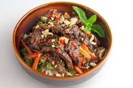 Add scallions and all dressing ingredients to bowl with cucumbers. Grilled Lemongrass Steak Vietnamese Rice Noodle Salad Bun Bo Xao Nomaste Bun Bo Beef And Noodles Rice Noodle Salad