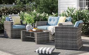 Costway patio rattan conversation set seat sofa cushioned loveseat glass table chairs. Up To 82 Off Outdoor Furniture Clearance Sale At Wayfair Starting At Only 10 99