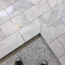 Vintage chic bathroom floor in lyric retro hexagon mosaic tile pattern. Top 50 Best Shower Floor Tile Ideas Bathroom Flooring Designs