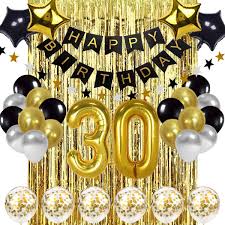 Red, pink, black, ivory, turquoise, navy, light blue, yellow are the color options for prom dress style 52834 by sherri hill. Amazon Com Black And Gold 30th Birthday Decorations Banner Balloon Number Foil 30 Balloon 30 Years Old Birthday Decoration Supplies Toys Games
