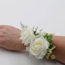 Maybe you would like to learn more about one of these? Blush Pink Ivory Foam Rose Wrist Corsage With Crystals Ivy And Greenery