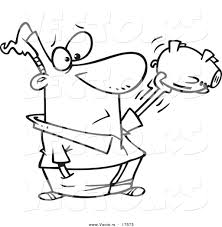 Kids who print and color sheets and pictures, generally acquire and use knowledge more. Vector Of A Cartoon Man Shaking His Empty Piggy Bank Coloring Page Outline By Toonaday 17573