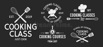 Vector Kitchen Logo Set 5 Vintage Cooking Class Emblems Cook And Food Labels Emblems Logo Culinary School Fo In 2020 Vintage Cooking Kitchen Logo Culinary School