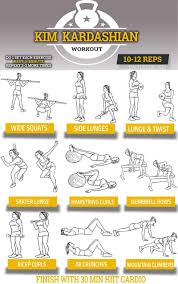 Kim Kardashian Workout Chart Her 9 Exercise Routine