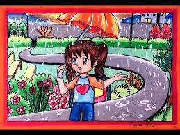 Menggambar Dan Mewarnai Gambar Hujan Dg Oilpastel Staedtler 12 Warna Youtube Seni Krayon Gambar Hujan