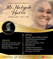 Service information for Ms. Naliyah Harris, please keep the family in your  prayers.