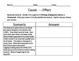 Extinct Threatened Endangered Animals Cause And Effect Worksheet And Pics Endangered Animals Cause And Effect Cause And Effect Worksheets