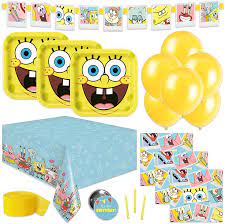 Maybe you would like to learn more about one of these? Amazon Com Spongebob Party Supplies Set Serves 16 Guests Spongebob Birthday Party Supplies Including Table Cover Banner Decoration Plates Napkins Balloons Crepe Streamer Candles And Button Toys Games
