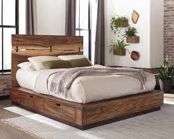 Rustic king size bed sets create a great, simple, yet luxuries feel in your bedroom. Rustic Smoky Walnut Eastern King Storage Bed 212430ske Complete Bed Sets Price Busters Furniture
