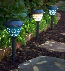 Ceramic Solar Path Lights Set Of 2 Solar Lighting Vintage Outdoor Lighting Solar Path Lights Outdoor Solar Lights