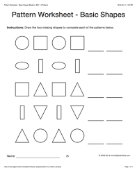 Pattern Worksheets For Kids Black White Basic Shapes 1 2 Pattern Draw The Two Missing Shape Pattern Worksheet Math Patterns Shapes Worksheet Kindergarten
