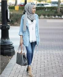 Style your hijab in a cute simple way, wear nice outfits and express your personality! Oversized Denim Jacket Hijab Just Trendy Girls