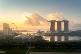 Panorama Of Singapore Business District Skyline And Office Skyscraper During Sunrise In Marina Bay In 2020 Singapore Business Business District Singapore Garden