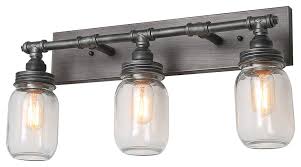 Make a rustic wood iron pipe vanity light diy update old light fixtures with chalk paint how to replace a bathroom light fixture. Lnc 3 Lieght Vanity Lights Bathroom Clear Glass Mason Jar Light Eclectic Bathroom Vanity Lighting By Lnc Houzz