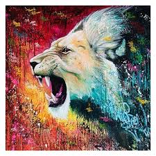 Full Square Round Diamond Painting Kit Animal Roaring Lion 5d Etsy Lion Painting Watercolor Lion Lion King Art