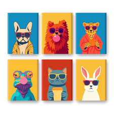 6 Mini Paintings | Cool Animals Set – Diy Art Club