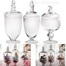 The large container is spacious at 9x9x2.5, perfect for any type of chips. High Quality Clear Glass Apothecary Jars Wedding Candy Buffet Containers Set 3 743724337884 Ebay