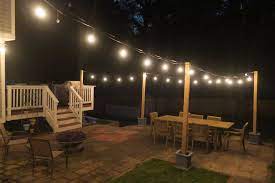 Hanging Heavy Duty Cafe Lights From 4x4 Posts Cafe Lights Lights Hanging