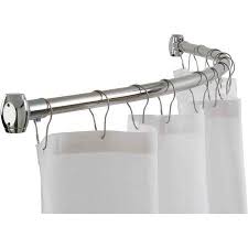 Home Basics Chrome Curved Shower Rod Walmart Com Shower Curtain Rods Cool Shower Curtains Shower Rod