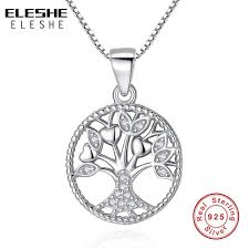 Fashion 925 Sterling Silver Tree Of Life Pendants Necklaces With Aaa Crystal Necklace For Women Silver 925 Jewelry Gift Necklaces Aliexpress