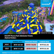 Waktu operasi mereka adalah dari jam 10 pagi sehingga jam 6 petang.untuk mendapatkan harga istimewa anda perlu membuat tempahan secara online selama 6 bulan awal untuk mendapatkan harga diskaun yang menarik. Pemburu Tiket Murah Ar Twitter Escape Theme Park Penang Turun Harga Dewasa Rm83 50 Kanak Kanak Rm55 50 Sambar Cepat Di Traveloka Xperience Sebelum Tiket Promosi Ini Naik Harga Klik Link Ini Untuk Beli Https T Co Dpfwcax0yf