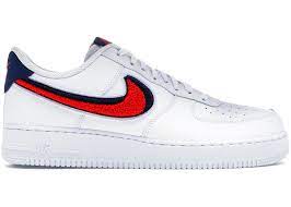 See below the internationnal shoe size chart. Nike Air Force 1 Low 3d Chenille Swoosh White Red Blue 823511 106
