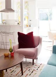 blush pink and claret red matrix chair and lucca pillow from article accent chairs for living room office chair design pink chair