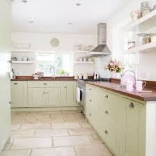 Modern Country Kitchen Painted Cupboards Stone Floor Tiles Green Country Kitchen Modern Country Kitchens Country Kitchen