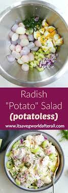 Radish Potato Salad Potato Less Recipe Radish Recipes Healthy Cookout Food Potatoe Salad Recipe