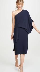Halston Heritage Draped One Shoulder Midi Dress Midi Dress Off One Shoulder Dress Asymmetrical Midi Dress