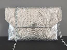 Pochette De Soiree Croco Argentee Portee A La Main A Evening Clutch Bag Money Pouch Wedding Purse