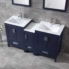 Iwell round vanity stool with rubberwood leg, capacity 330lbs, 17.7inch tall dressing makeup stool, padded bench, piano seat chair bench in bedroom, bathroom, easy assembly, white 4.6 out of 5 stars 220 China Navy Blue 60inch Unique Design Solid Wood Bathroom Vanities Cabinets China Large Storage Hangzhou