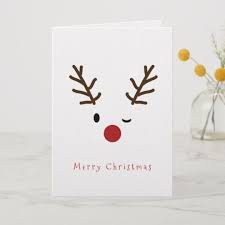 Glue the larger tree to the. Cute Winking Rudolf Reindeer Christmas Holiday Card Zazzle Com Christmas Card Crafts Christmas Cards Kids Diy Christmas Cards