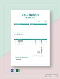 Free Blank Work Estimate Template In 2020 Estimate Template Templates Estimate