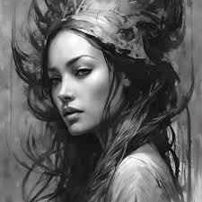 Portrait in charcoal and black chalk in A3 format