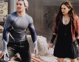 His work in the film is smouldering, witty, blase. Aaron Taylor Johnson Elizabeth Olsen Signed Avengers Age Of Ultron 11x14 Photo Psa Hologram Pristine Auction