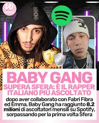 🥇 BABY GANG È DIVENTATO IL RAPPER ITALIANO PIÙ ASCOLTATO SU SPOTIFY 🥇 👉  nelle scorse ore, Baby Gang è riuscito a prendere la corona: con 8.242.813  ascoltatori mensili su Spotify, è