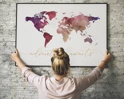 Excited To Share This Item From My Etsy Shop Graduation Gift Personalized Gift For Graduati World Map Wall Art Water Color World Map Large World Map Poster