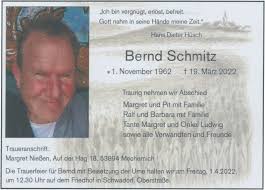 Traueranzeigen von Bernd Schmitz