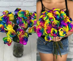 Earliest delivery date & time : The Rainbow Flower Bouquet Best Flower Delivery Rainbow Flowers Online Flower Shop