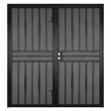 If someone were to remove the pin, the bolt would then prevent them from pulling the door out as long as the door was locked on the other side. Unique Home Designs 60 In X 80 In Cottage Rose Black Surface Mount Outswing Steel Security Double Door With Expanded Metal Screen Sdr06000601021 The Home Depot