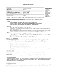 Retail customer service job description a customer service representative is a retail associate who works on the front lines of the business. Free 9 Sample Sales Associate Job Description Templates In Pdf Ms Word