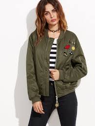 Olive Green Ribbed Trim Satin Bomber Jacket With Lovely Pins Bomber Jacket Women Bomber Jacket Patches Satin Bomber Jacket