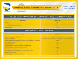 Envoi d argent la poste. Tarification Algerie Poste
