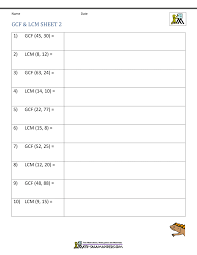 Gcf, lcm prime factor tree worksheet. Greatest Common Factor Worksheet Page