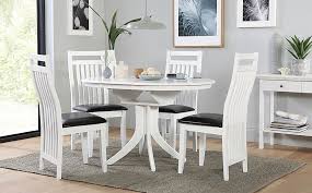 L shaped bench corner with storage kitchen table how to style a. Hudson Round White Extending Dining Table With 4 Java Chairs Black Leather Seat Pads Furniture And Choice