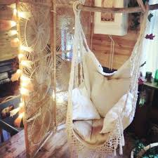 Double 2 person cotton rope hanging hammock swing camping canvas bed w/ straps. Hanging Hammock Chair With Macrame Solid Color Swing Chair Mission Hammocks Hanging Chair Hanging Hammock Chair Diy Hammock Chair