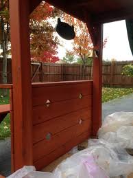 As a reminder, this is what the playset, the charleston lodge by so i used leftover gray solid stain from my deck staining project from last year for the majority of the playset. What Not To Do When Staining Your Wooden Swing Set