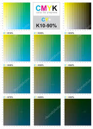 Cmyk Color Swatch Chart Cyan And Yellow Stock Vector