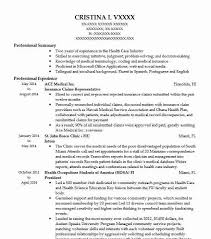 insurance claims representative resume